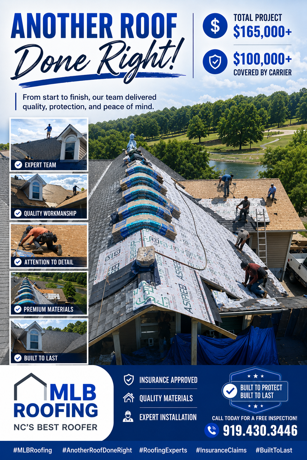 Another roof done right — $165,000+ project, $100,000+ covered by carrier